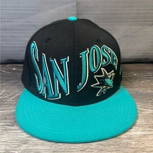 New Era 59FIFTY San Jose Sharks Fitted Hat Size 7 1/2 – Black/Teal NHL Licensed